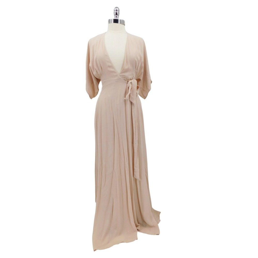 NWT Reformation Winslow Maxi Dress Champagne Kimono Sleeve Belted Viscose XS - Picture 2 of 7